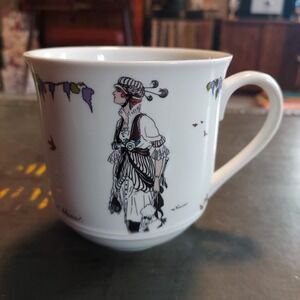 Villeroy & Boch Luxembourg 20s Fashion Flapper Mug Wisteria Bird White Porcelain